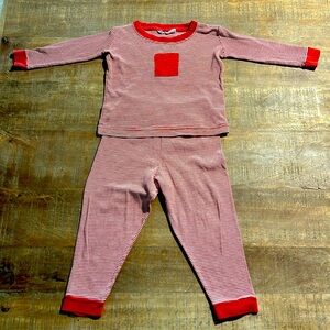 Petit Bateau Size 2T Red & White Striped Pyjamas